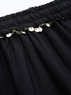 TAG 7 Women Black Solid Flared Palazzos