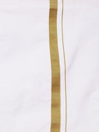 Sethukrishna Boys Orange & White Solid Cotton Shirt & Dhoti Set
