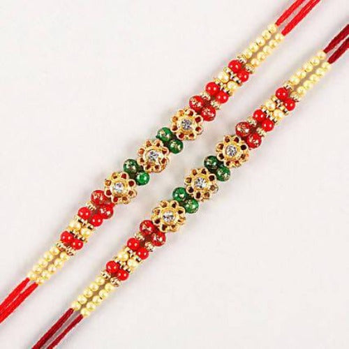 Charming Beads Rakhi and Kaju Katli Box Combo