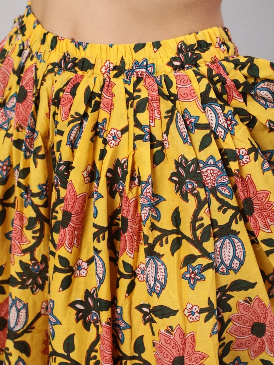 Aks Floral Printed Pure Cotton Kurti With Dhoti Pants