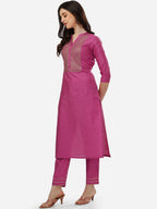 HERE&NOW Women Ethnic Motifs Embroidered Sequinned Kurta with Trousers