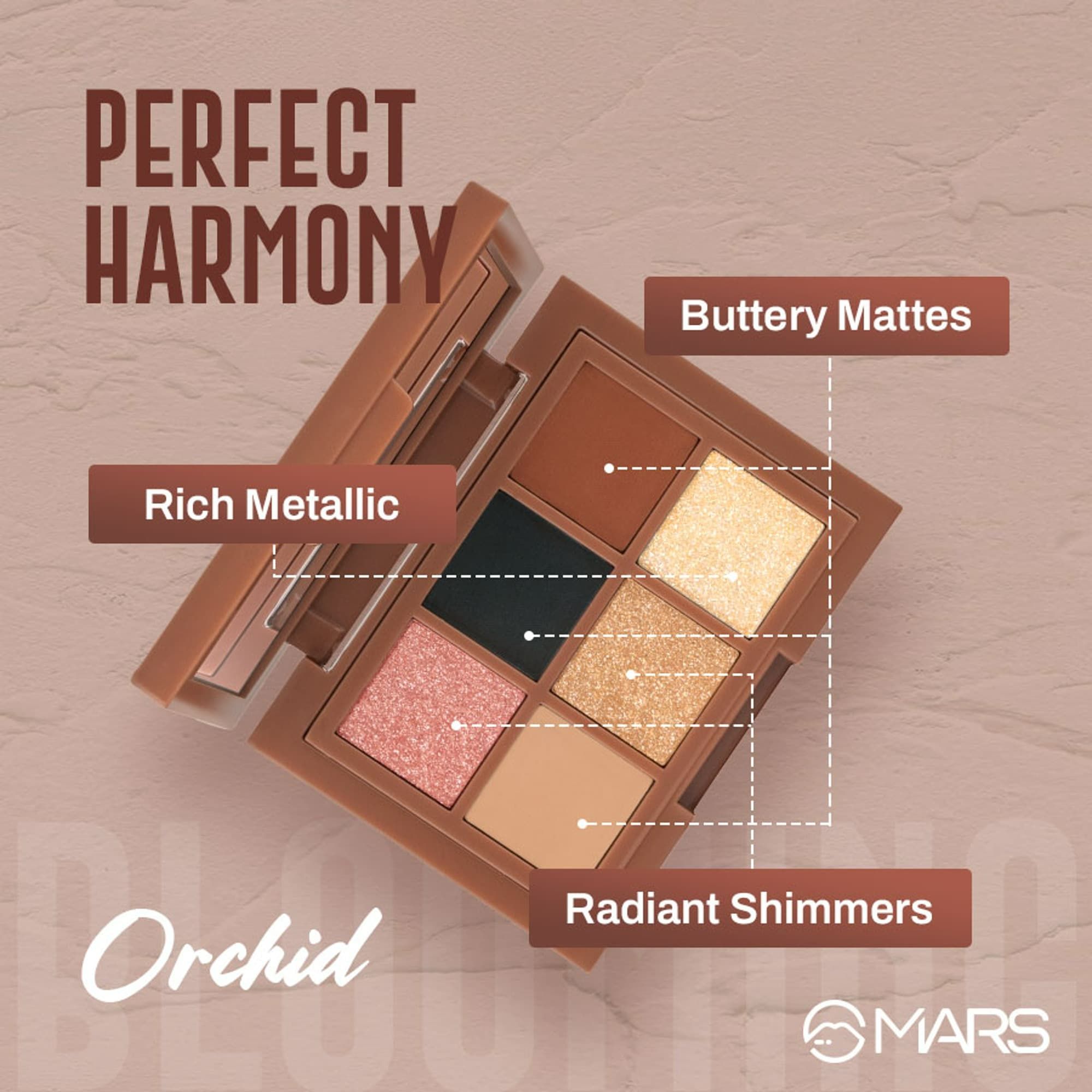MARS Cosmetics Blooming Matte & Shimmer Eyeshadow Palette - 04 Orchid - Distacart