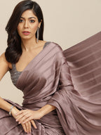 Tikhi Imli Gunmetal-Toned Striped Saree - Distacart