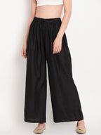 TAG 7 Women Black & Navy Blue Set of 2 Flared Ethnic Palazzos