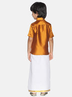 Sethukrishna Boys Yellow & White Shirt with Dhoti