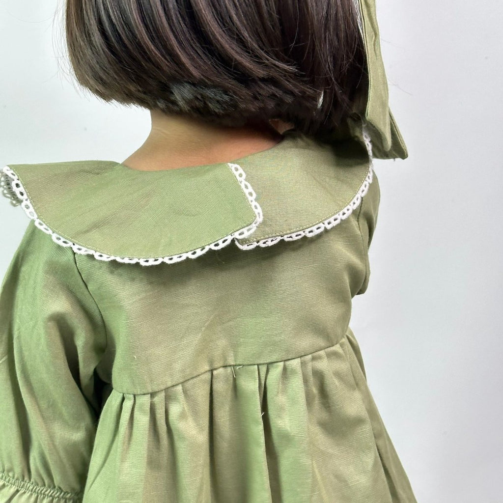 ArthLife Moss Green Embroidered Shirt Dress