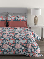 MYTRIDENT Blue Green Floral Cotton 144 TC Queen Bedsheet With 2 Pillow Covers - Distacart