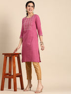 Sangria Women Geometric Embroidered Thread Work Kurta