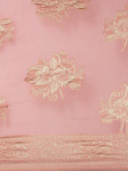 Saree Mall Pink Floral Linen Blend Banarasi Saree - Distacart