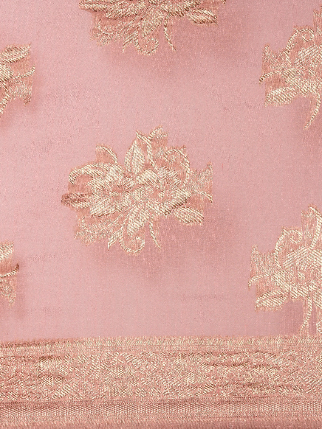 Saree Mall Pink Floral Linen Blend Banarasi Saree - Distacart