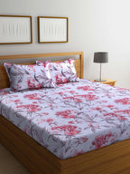 BOMBAY DYEING Floral Printed 100 TC Cotton Queen Bedsheet with 2 Pillow Covers