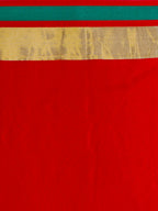 Saree Mall Red & Gold-Toned Silk Cotton Colourblocked Kanjeevaram Saree - Distacart
