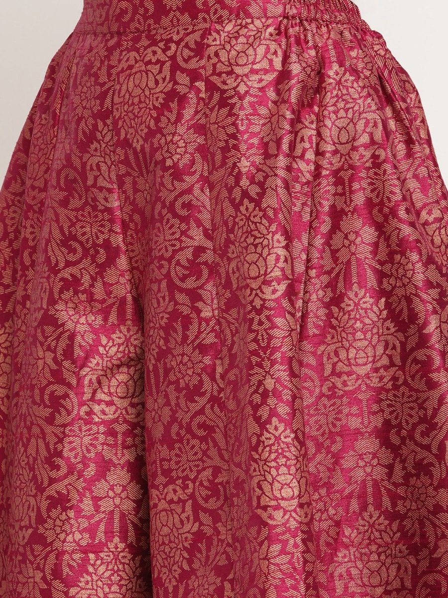 Ahalyaa Women Burgundy Floral Printed Regular Top with Palazzos - Distacart