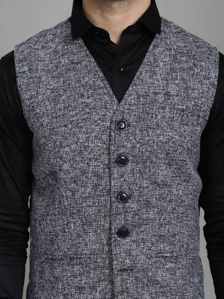 Even Apparels Solid Waistcoat - Blue