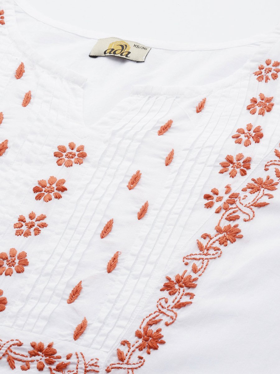 ADA Embroidered Chikankari Cotton Kurta