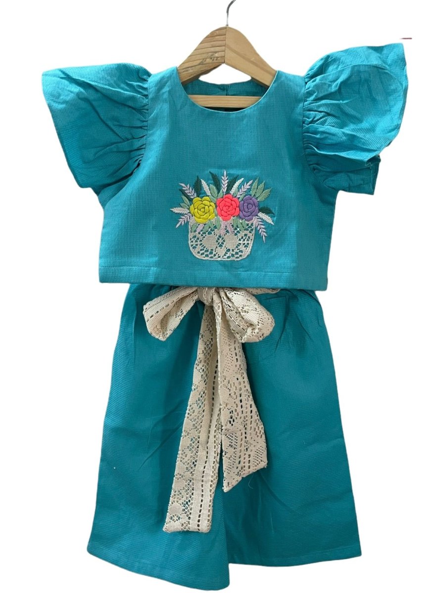 ArthLife Blue Flower Embroidered Co-Ord Set