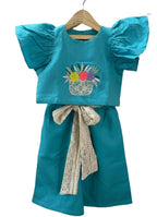 ArthLife Blue Flower Embroidered Co-Ord Set