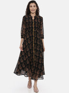 Souchii Women Black Printed A-Line Dress - Distacart