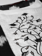 Sangria Women Black & Off-White Woven Design Straight Kurta