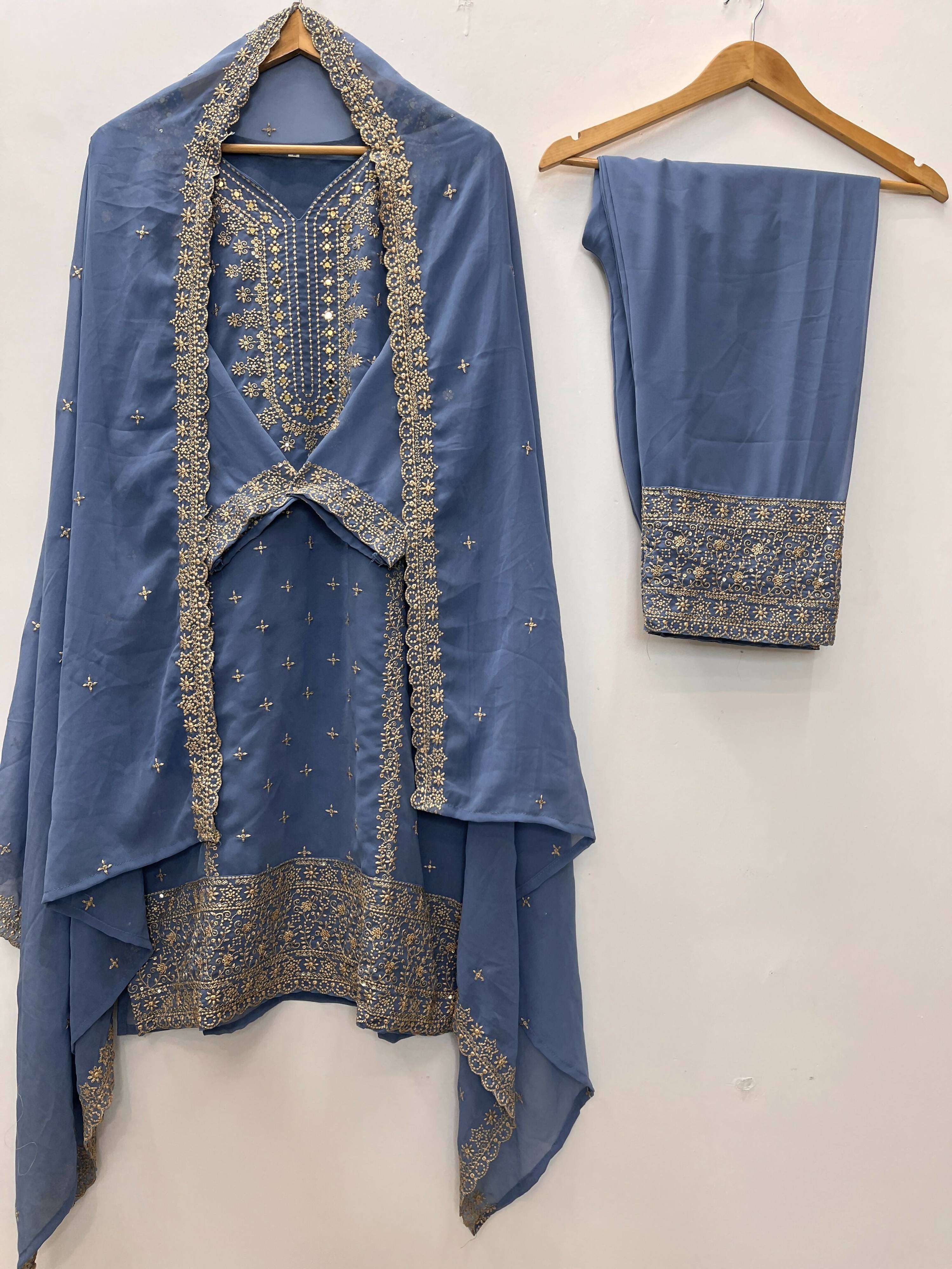 Teeya Creation Lavender Color Faux Georgette Embroidery Work Party Wear Salwar Suit - Distacart