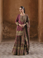 Anaita Maroon Silk Readymade Palazzo Suit with Swarovski Work - Distacart