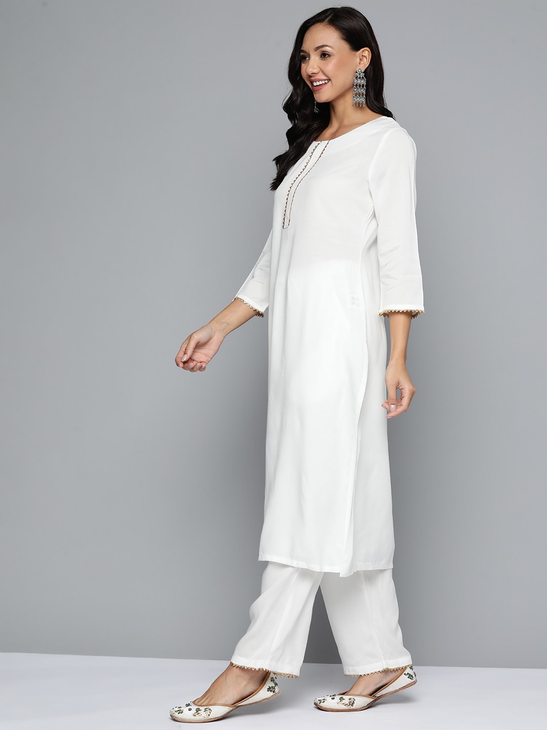HERE&NOW Gotta Patti Kurta with Palazzos & With Dupatta