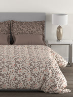 MYTRIDENT Brown White Floral Cotton 144 TC Queen Bedsheet With 2 Pillow Covers