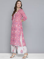 HERE&NOW Women Floral Printed Regular Pure Cotton Kurta with Palazzos & With Dupatta