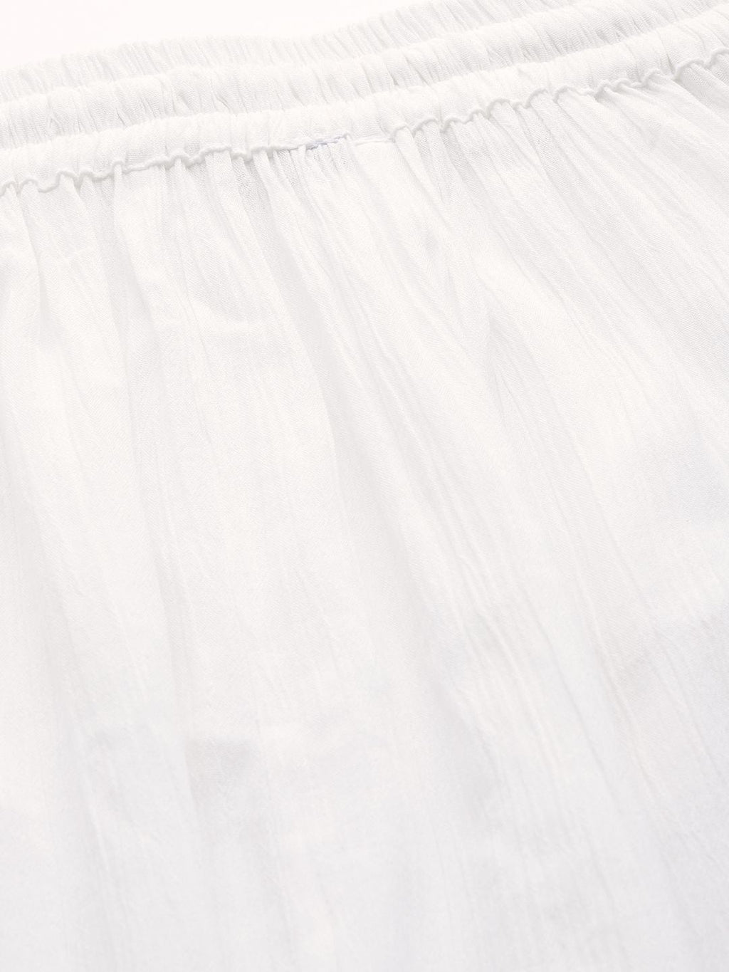 TAG 7 Women White Solid Crushed Flared Cropped Palazzos