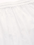 TAG 7 Women White Solid Crushed Flared Cropped Palazzos