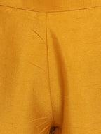 Janasya Mustard Yellow & Brown Solid Kurta with Trousers & Dupatta - Distacart