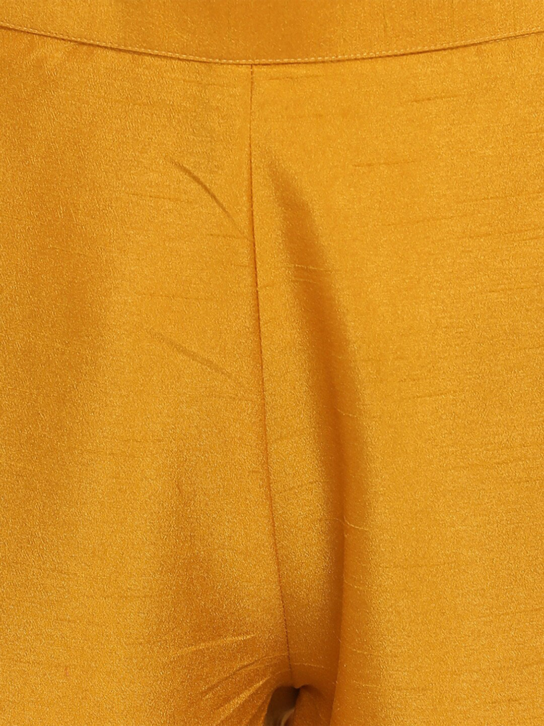 Janasya Mustard Yellow & Brown Solid Kurta with Trousers & Dupatta - Distacart