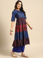 Sangria Women Dyed Tiered Kurta with Palazzos