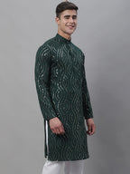 Sojanya Band Collar Sequined Pure Cotton Kurta