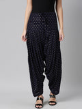 Souchii Navy Blue & Beige Woven-Design Pure Cotton Patiala - Distacart
