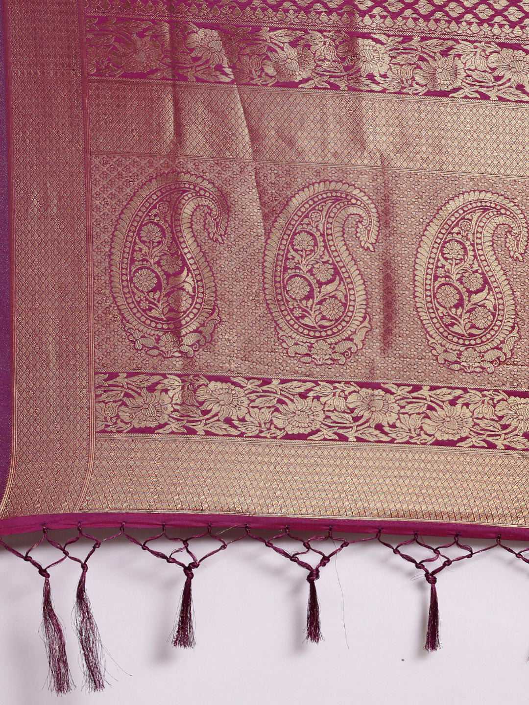 Saree Mall Magenta Ethnic Motifs Zari Silk Blend Banarasi Saree For Women - Distacart