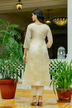The52 Chiku Women's Beautiful Thread Work Viscose Assam Silk Fabric with Straight Kurta, Pant and Dupatta Set - Distacart