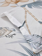 haus & kinder White & Grey Floral 186 TC Pure Cotton King Bedsheet & 2 Pillow Covers - Distacart