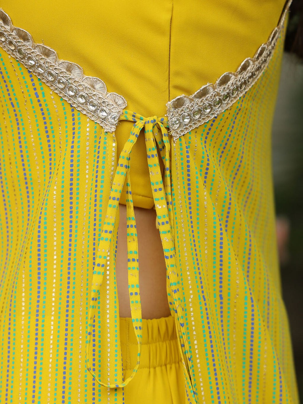 Janasya Yellow Georgette Solid Top Bottom Cape
