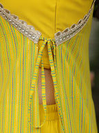 Janasya Yellow Georgette Solid Top Bottom Cape