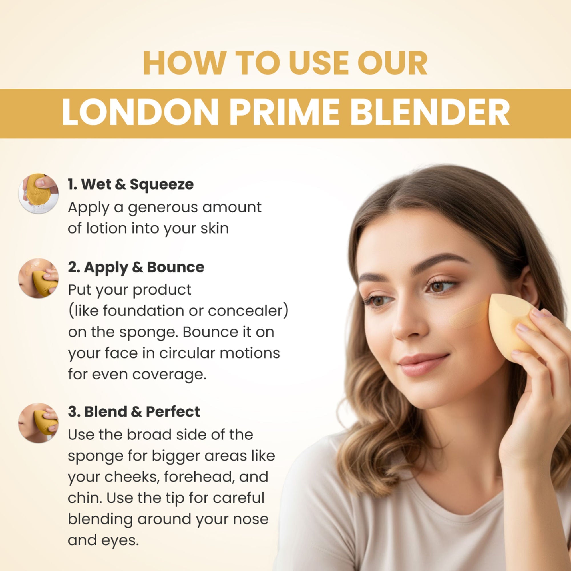 London Prime Precision Beauty Blender - Cream ( Formerly London Pride Cosmetics )