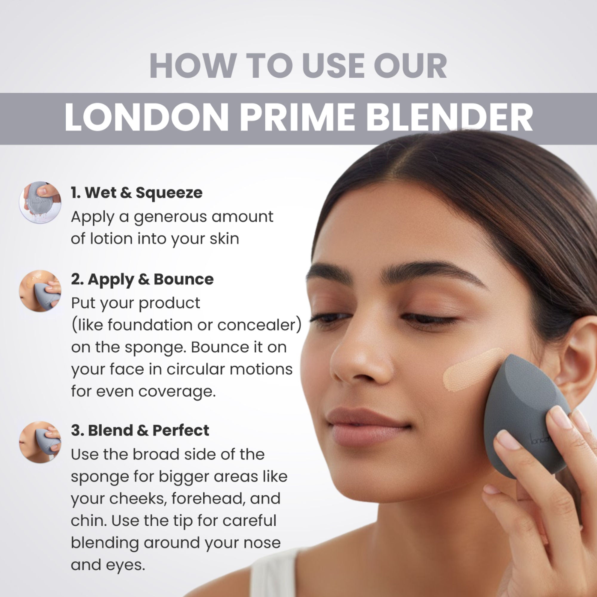 London Prime Precision Beauty Blender - Grey ( Formerly London Pride Cosmetics )