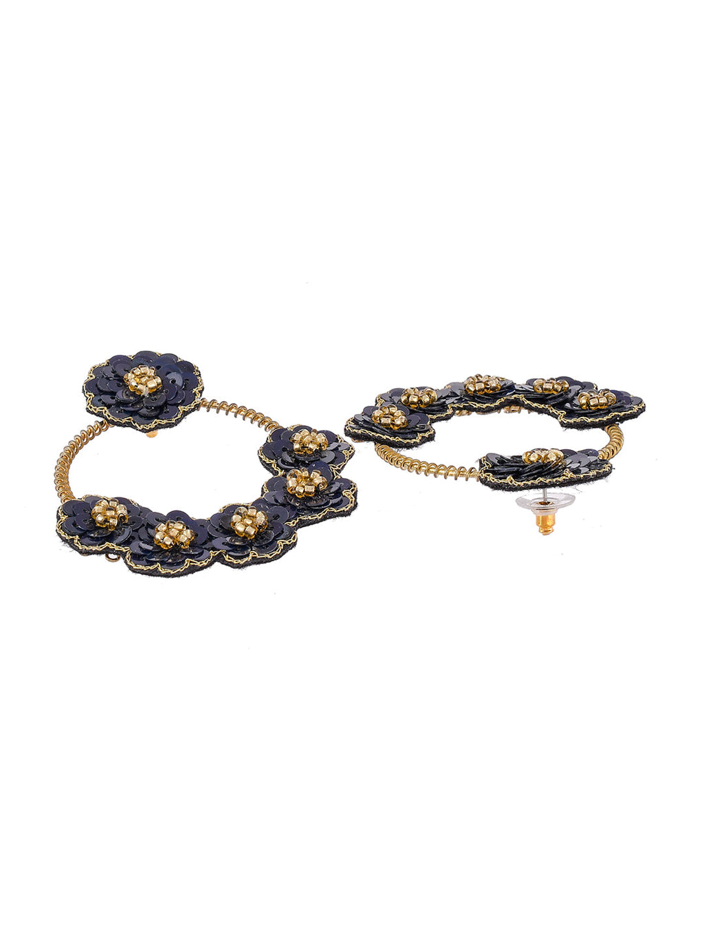 Shoshaa Black Floral Drop Earrings - Distacart