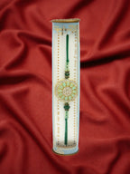NVR Men Green Stone-Studded Rakhi With Roli Chawal - Distacart