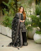 Teeya Creation Black Faux georgette Designer heavy work Wedding Wear Palazzo pair - Distacart