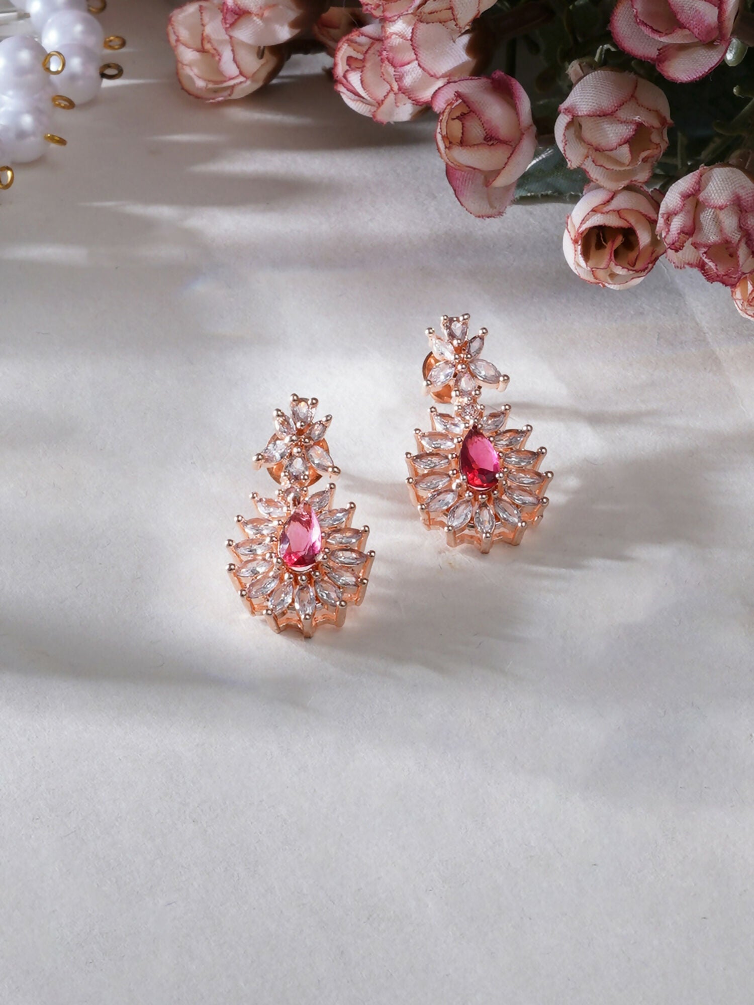 Long kundan earring (Red) - Ruby Raang - Distacart
