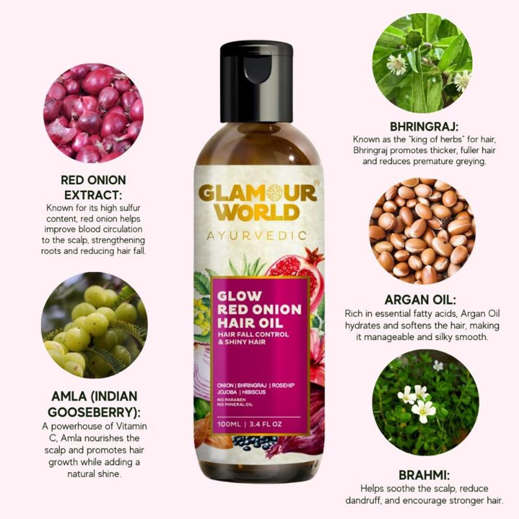 GLAMOUR WORLD AYURVEDIC Glow Red Onion Hair Oil