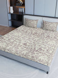 Sangria Maroon & Grey Ethnic Motif Printed 200TC Pure Cotton King Bedsheet Set