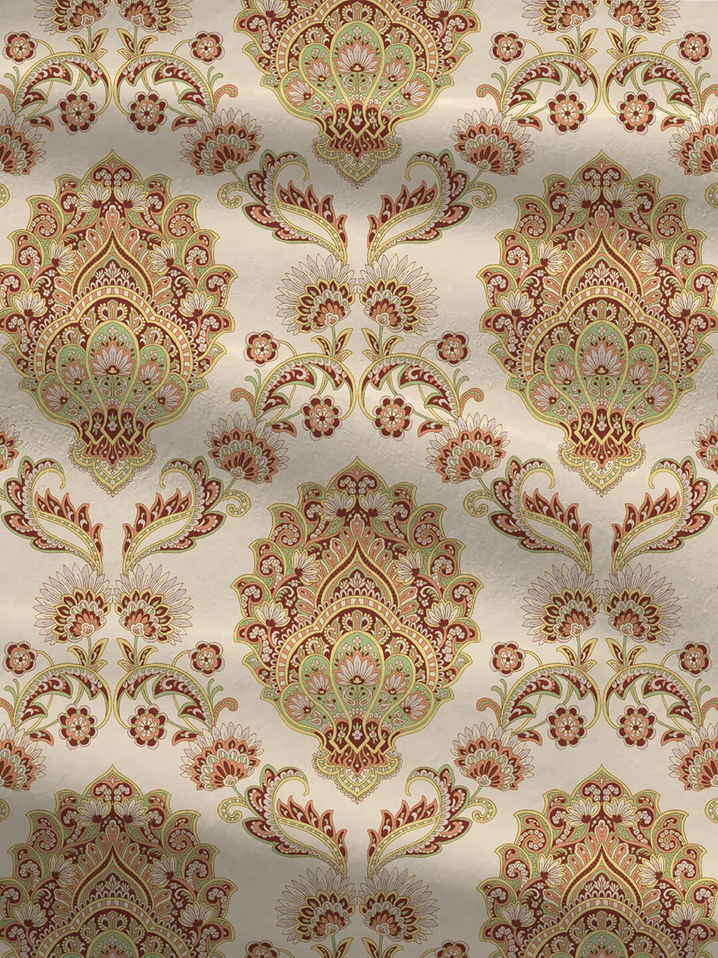 MYTRIDENT Celebration Cream-Coloured Ethnic Cotton 144 TC Queen Bedsheet & 2 Pillow Covers