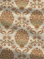 MYTRIDENT Celebration Cream-Coloured Ethnic Cotton 144 TC Queen Bedsheet & 2 Pillow Covers